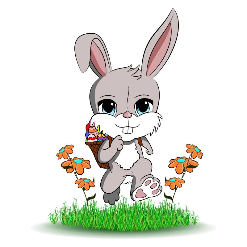 Easter bunny with Easter eggs in the basket