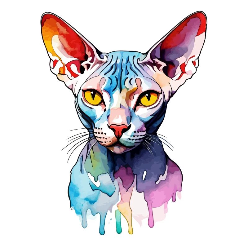 Sphynx Katze Wasserfarben