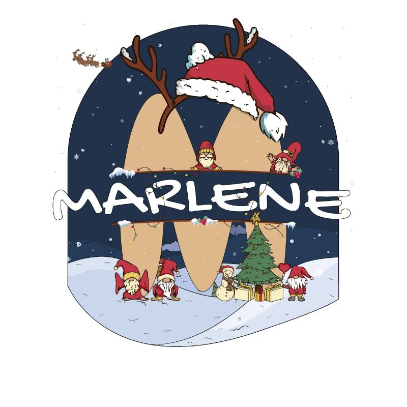 Awesome Marlene Name w Santa Hat in Xmas Theme