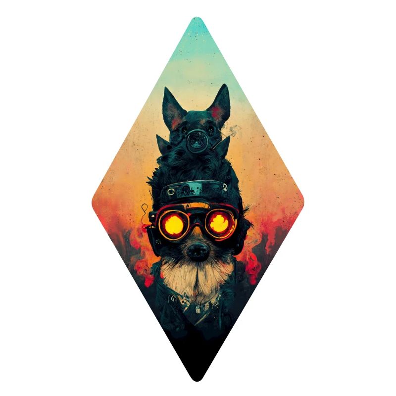 Steampunk Ninja Dogs on Fire - Gift Idea