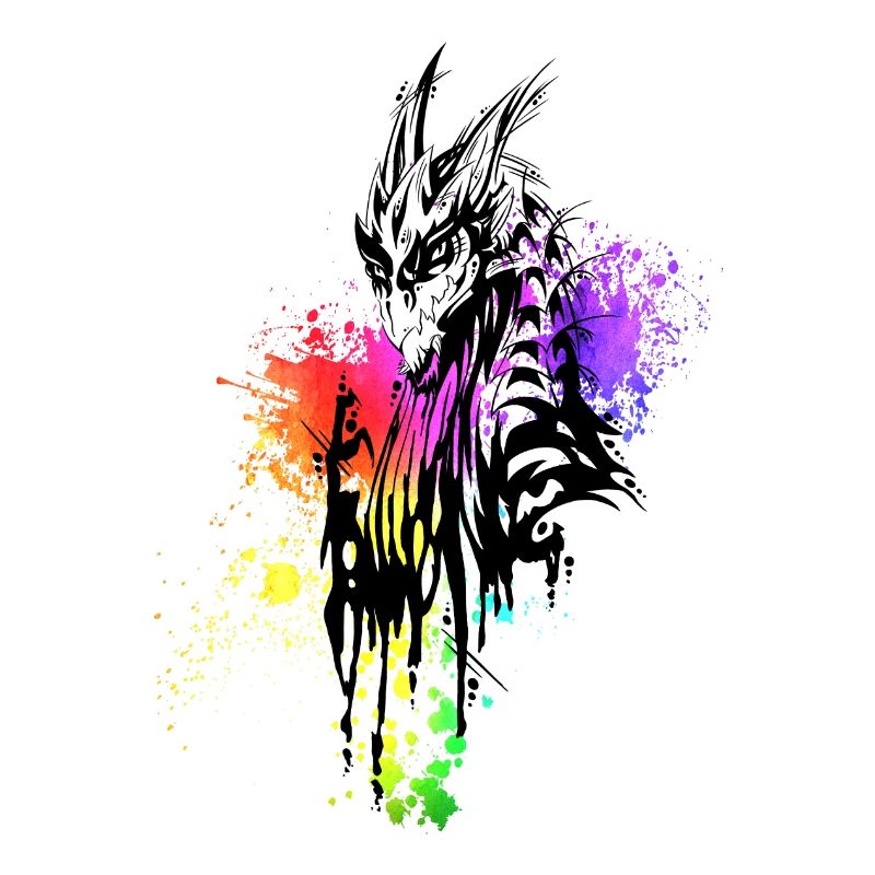 Dragon rainbow blobs black
