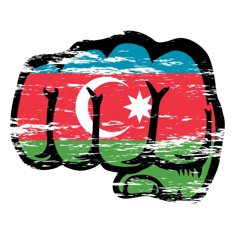Drapeau de l’Azerbaïdjan poing à la main utilisé
