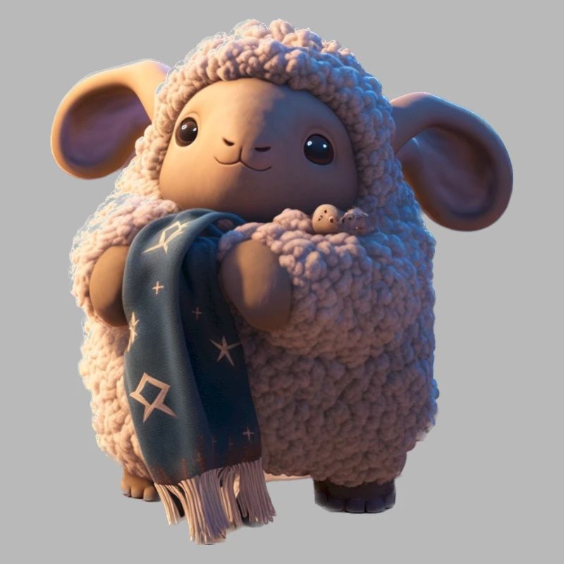 Cute sheep with scarf