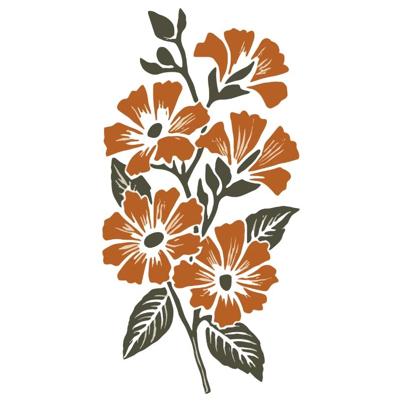 Retro Surf Sixties Orange Flowers