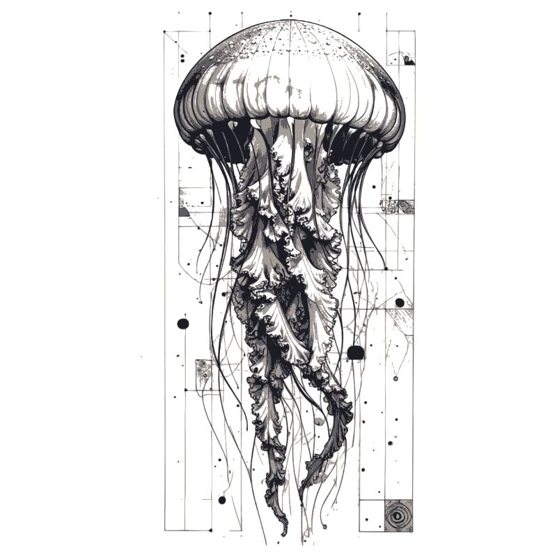 Black and White Technok Jellyfish