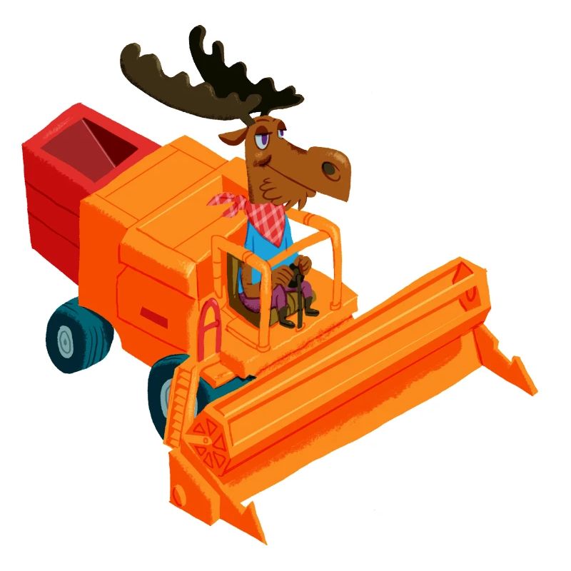 Elk à la moissonneuse-batteuse