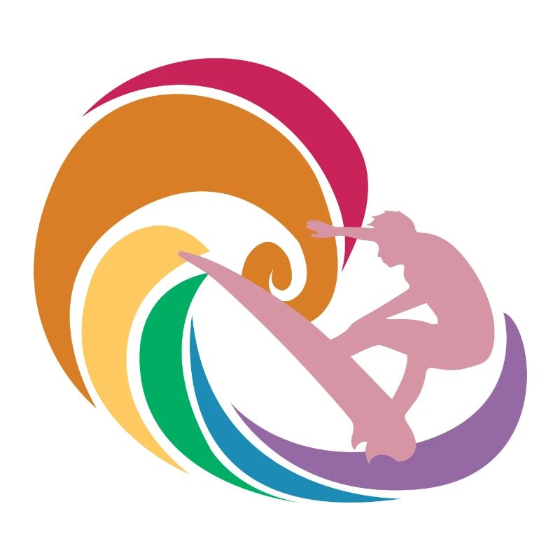 Surfer Waves Rainbow Color Tattoo Gift Idea