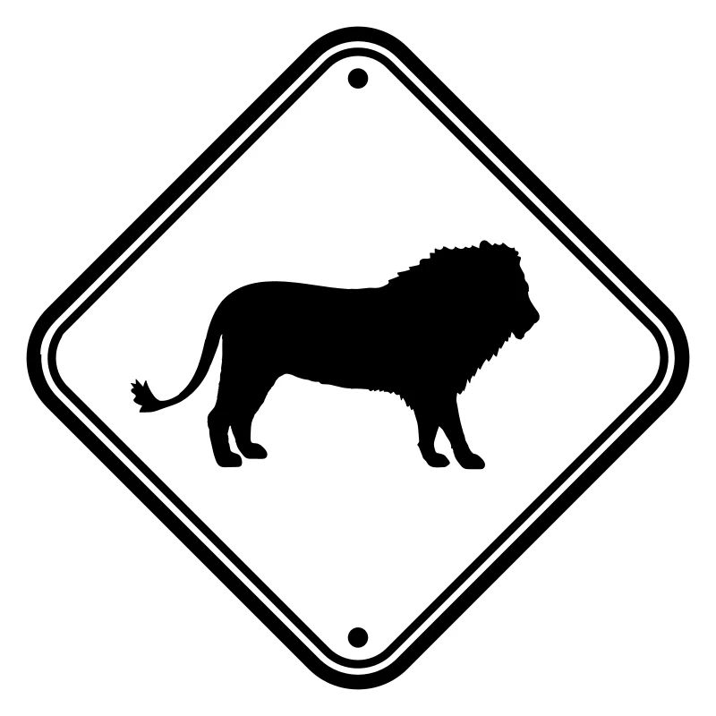 Schild Vorsicht Löwe