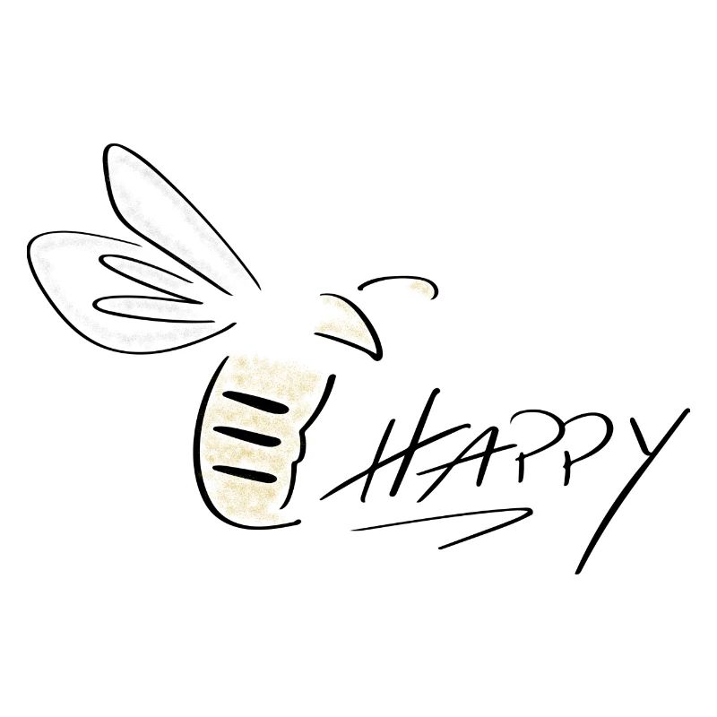 Bee Happy Line Art - Minimalistisch mit Farbklecks