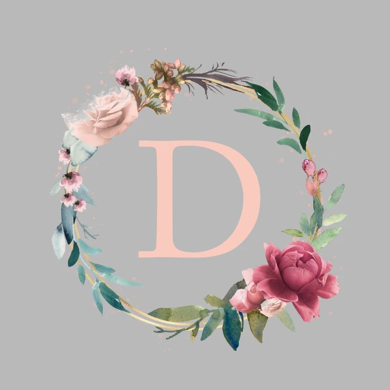Monogramme personnalisable D Fleurs Cercle Boho