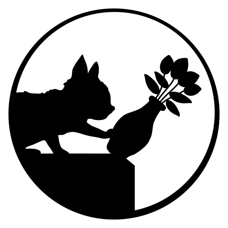 Tombe en bas du vase de fleurs chat