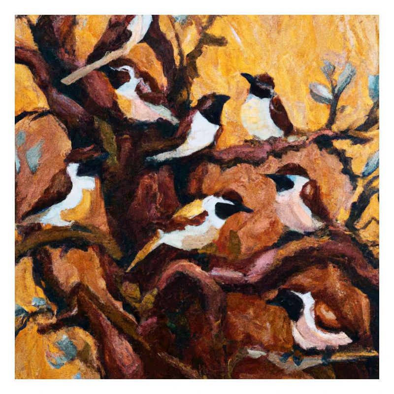 Oiseaux perchés sur les branches d’un arbre