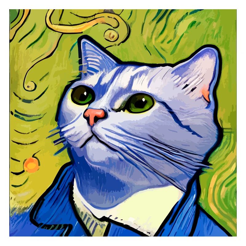 Chat peint par Van Gogh