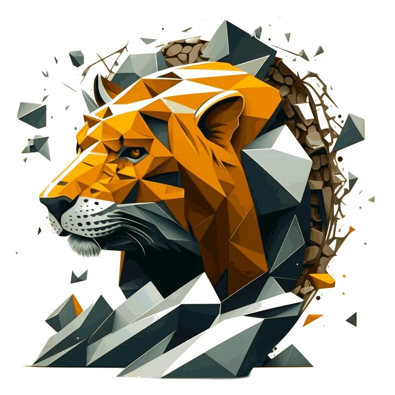 3D Vector Löwe Illustration im Polygon Look