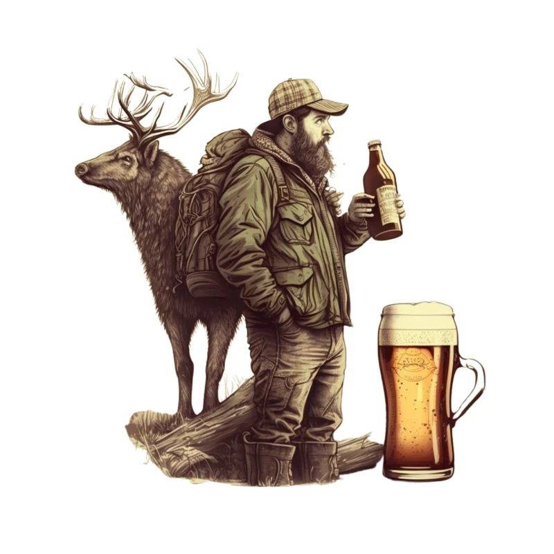 Wilde Begegnung: Bier Jäger und Hirsch