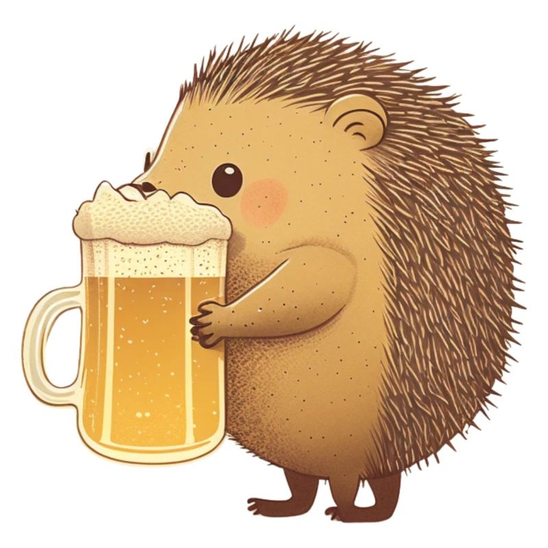 kleiner lustiger Igel mit Bier
