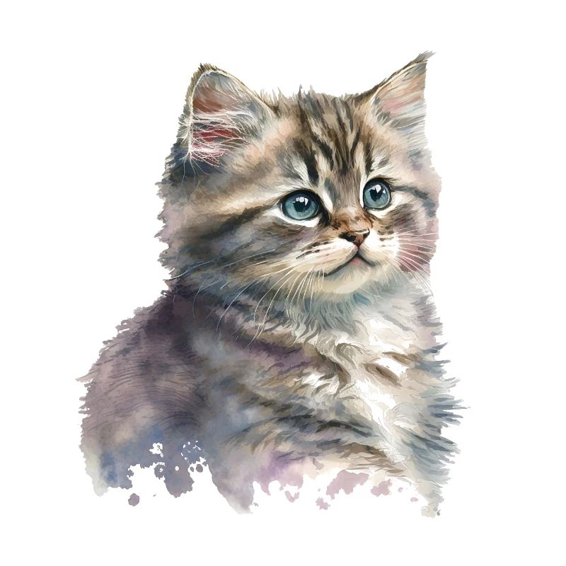 Aquarelle Chaton Chat Art Déco