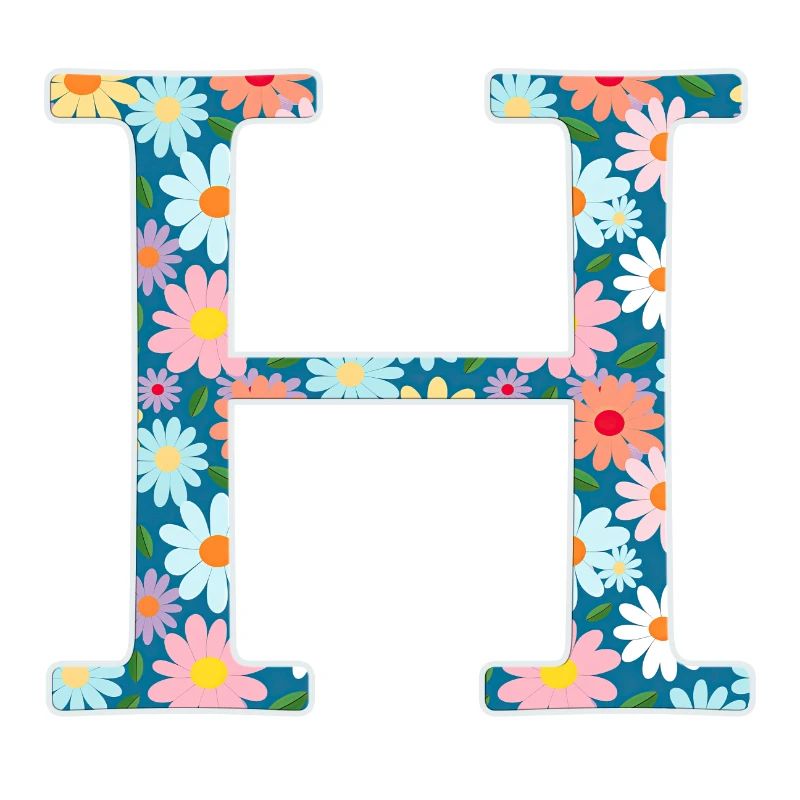 Customizable Monogram H Floral Pattern