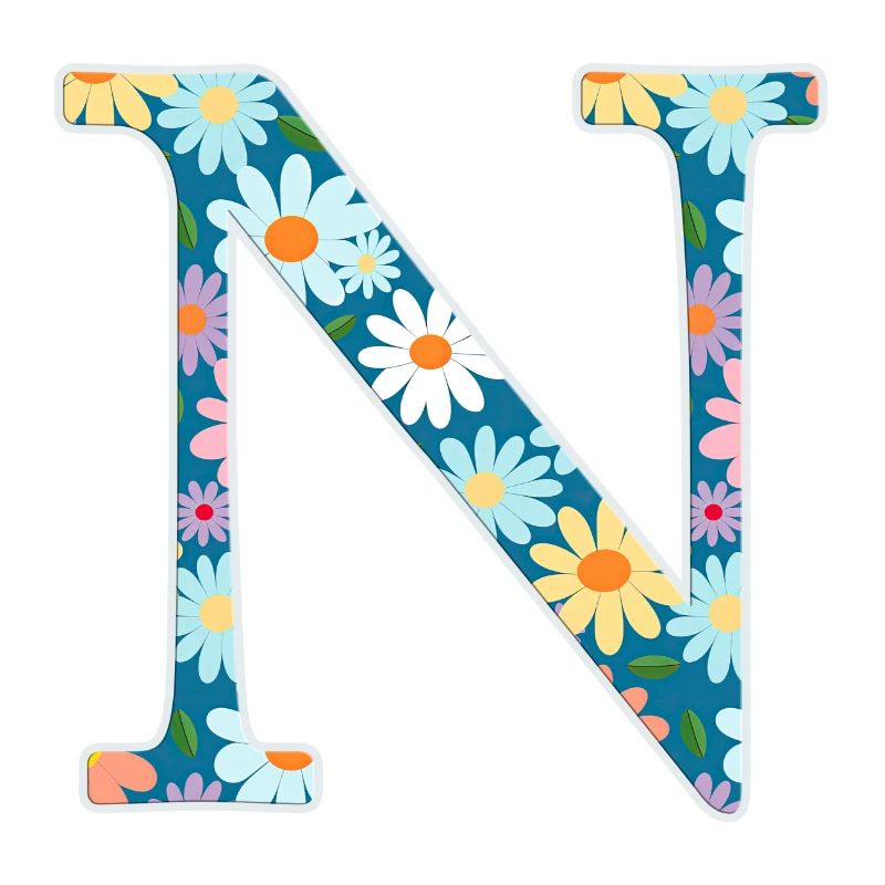 Customizable Monogram N Floral Pattern