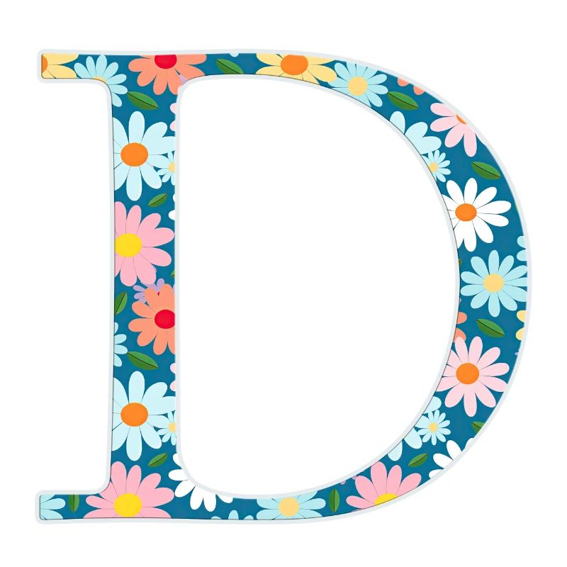 Customizable Monogram D Floral Pattern