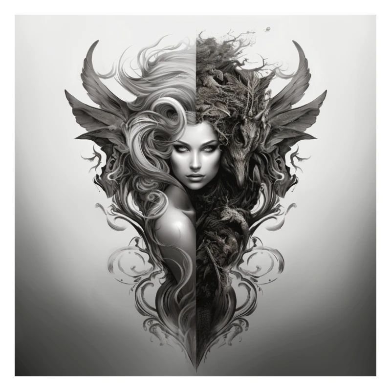 Evil Deity Demon Design Blanc Noir