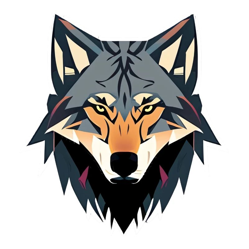 grey wolf face vector look geometric proud strong