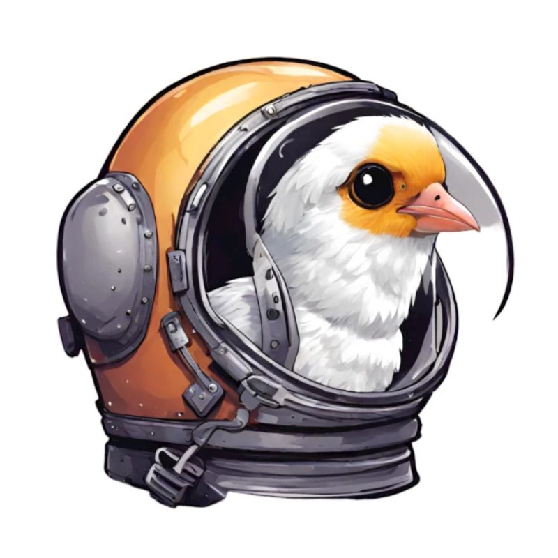 Oiseau mignon dans un casque d’astronaute