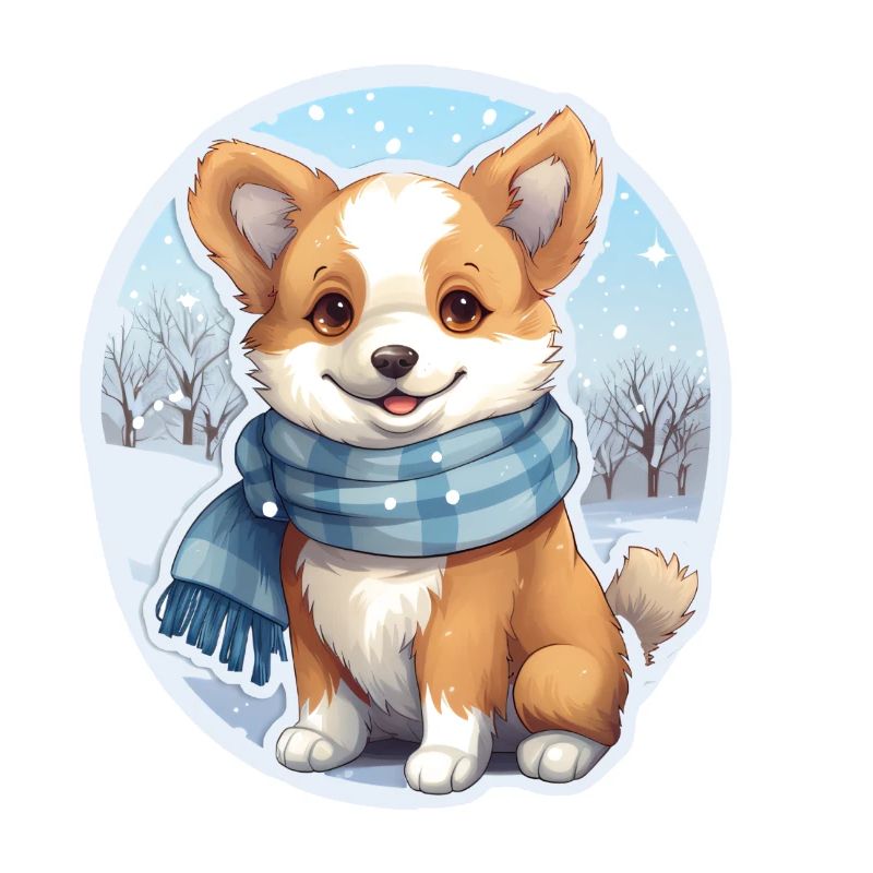 Welsh Corgi avec écharpe