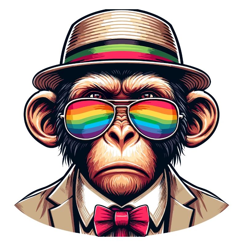 Affe mit Regenbogenhut