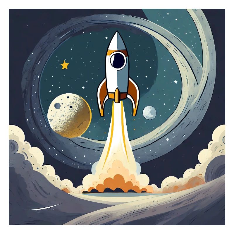 Emmenez-moi sur la lune Démarrage d’une fusée spatiale vintage