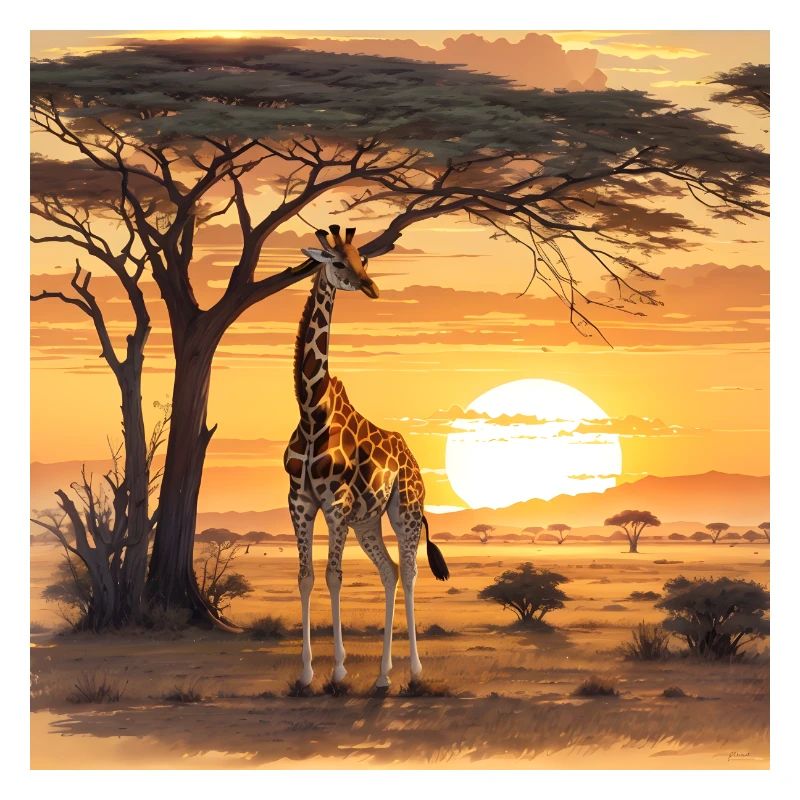 GIRAFFE AT SUNSET