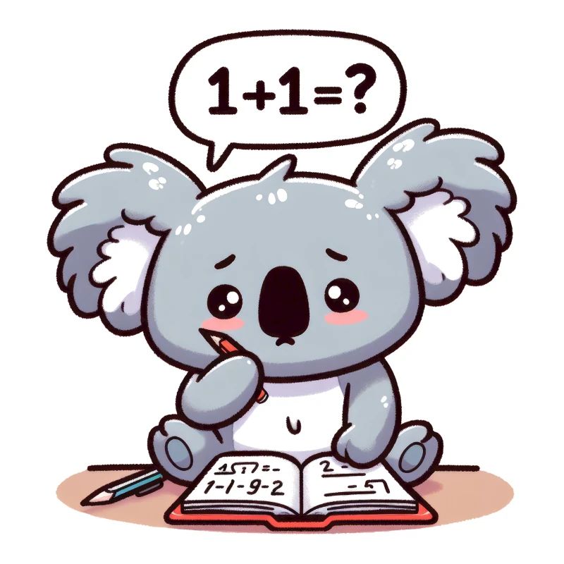 Cute koala bear who likes to do math homework
