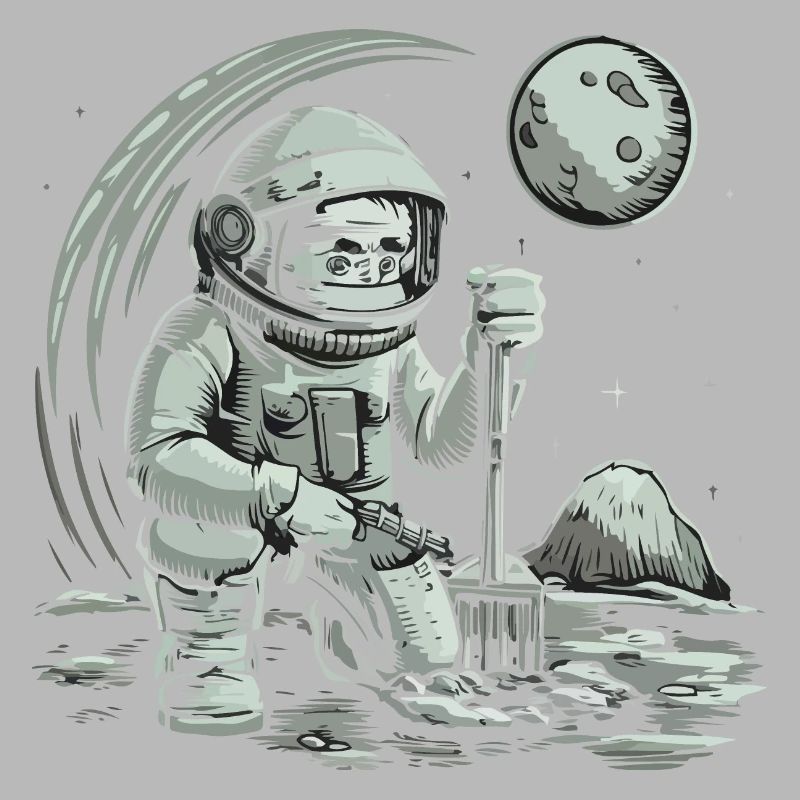 Astronot Digging the moon