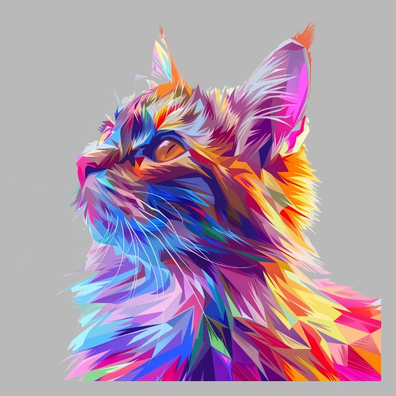 Polygon Cat Comic Style
