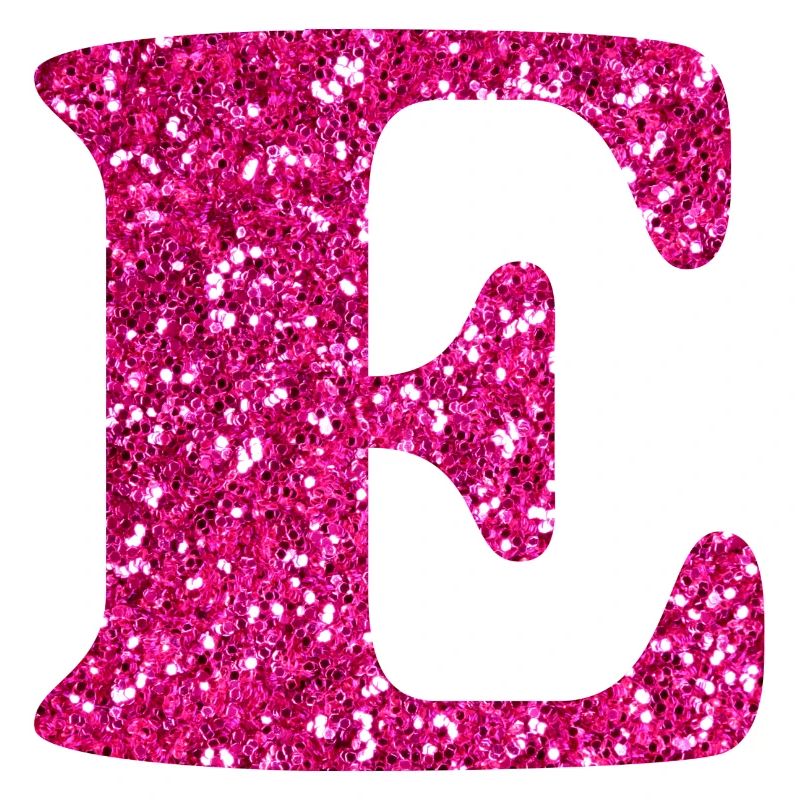 Letter e pink glitter
