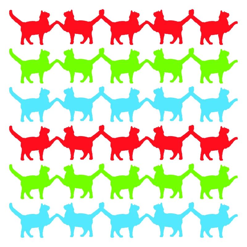 Many Cats Pattern Paws Hands Tail Greeting