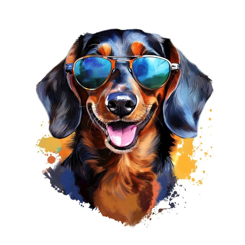 Teckel avec lunettes de soleil