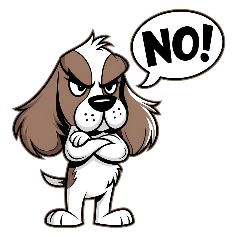 Cocker Spaniel disant "Non !