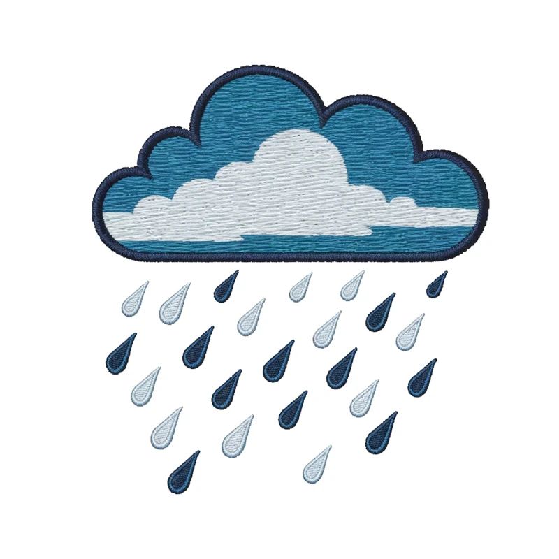 Embroidered rain cloud