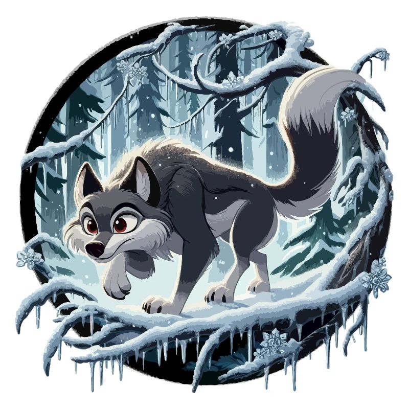 Wolf im eisigen Wald