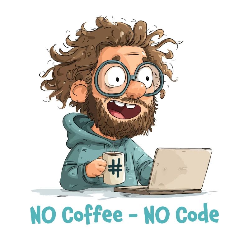 No Coffee - No Code. Lustiges Nerd-Motiv.