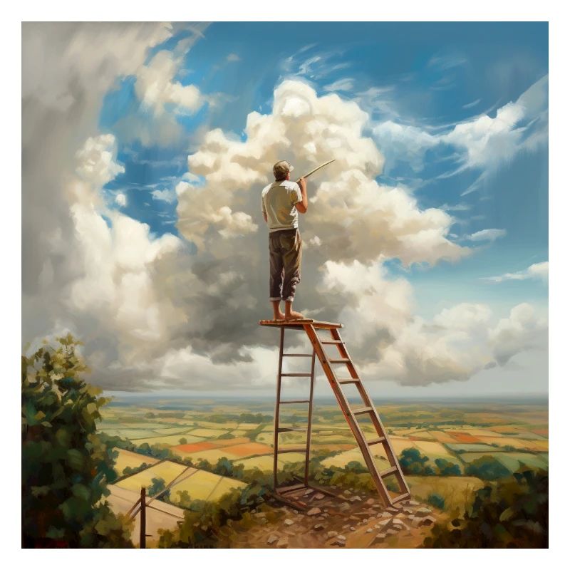 Cloud Painter Clouds Ladder Landscape Surreal