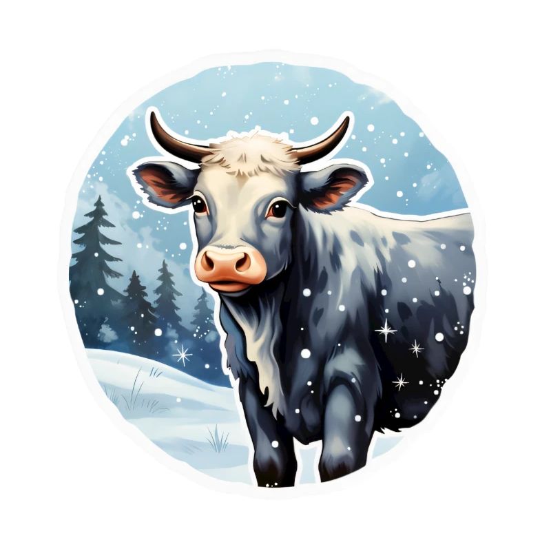 Cattle on a wintry alpine pasture