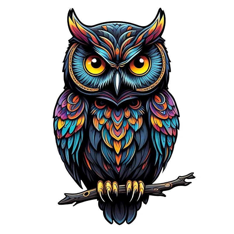 Dekorative Eule sitzt auf einem Ast