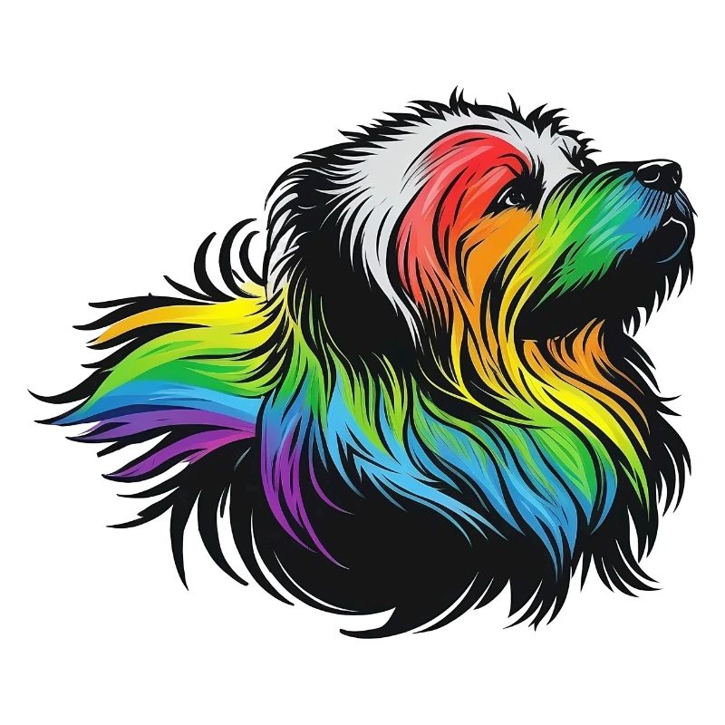 Fier chien arc-en-ciel