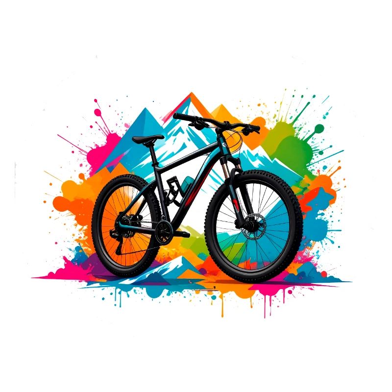 illustration,mountain bike,road bike,graffiti,colorful