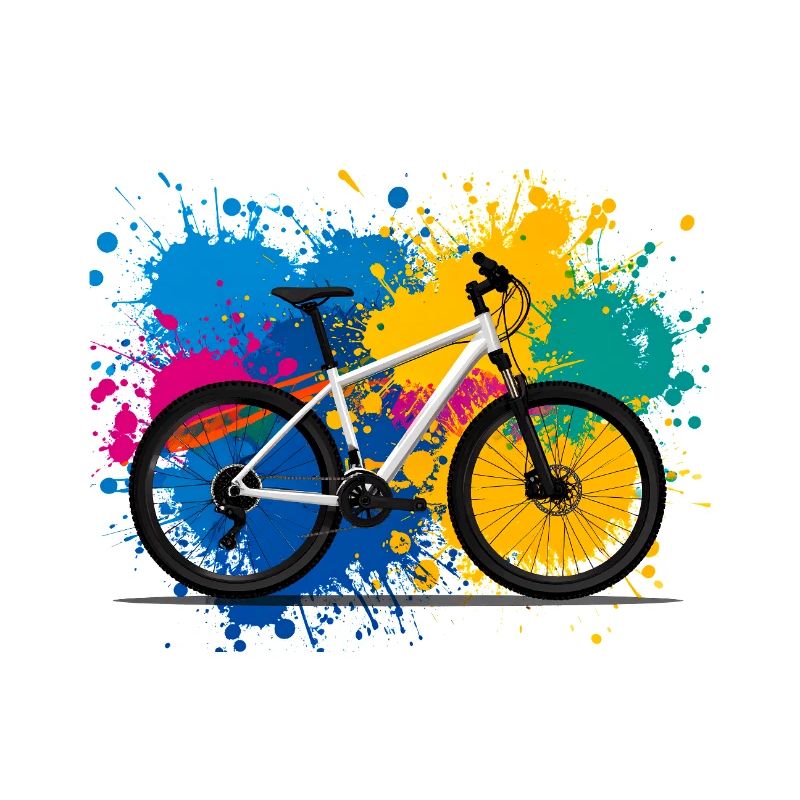 illustration,mountain bike,road bike,graffiti,colorful
