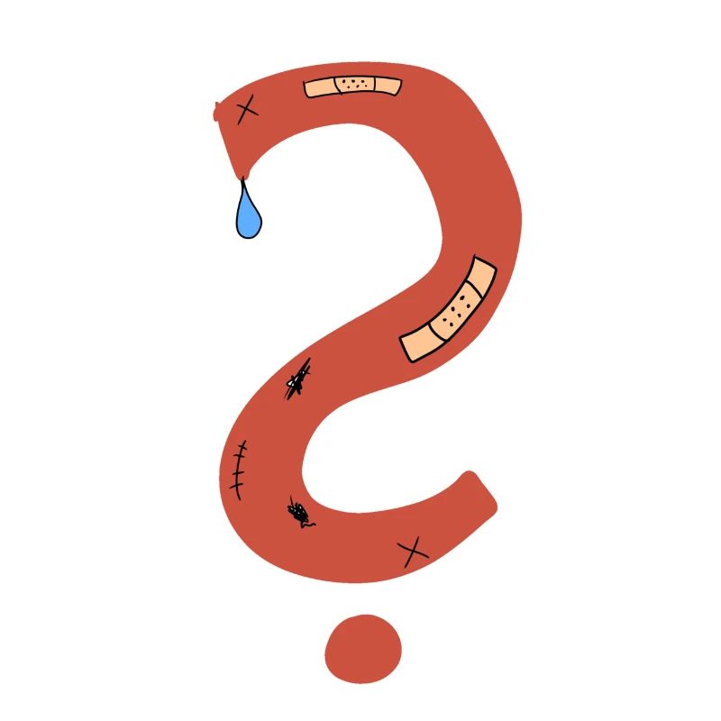 Question mark scars sad plaster