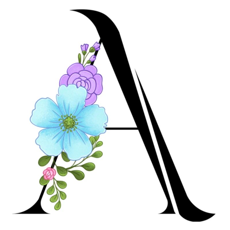 Eleganter Buchstabe 'A' mit Blumen
