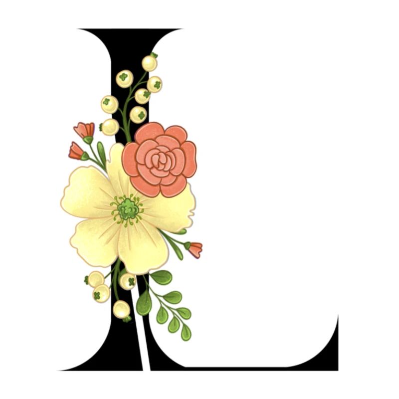 Eleganter Buchstabe 'L' mit Blumen